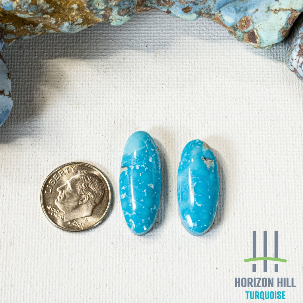 Persian Turquoise Cabochon Pair