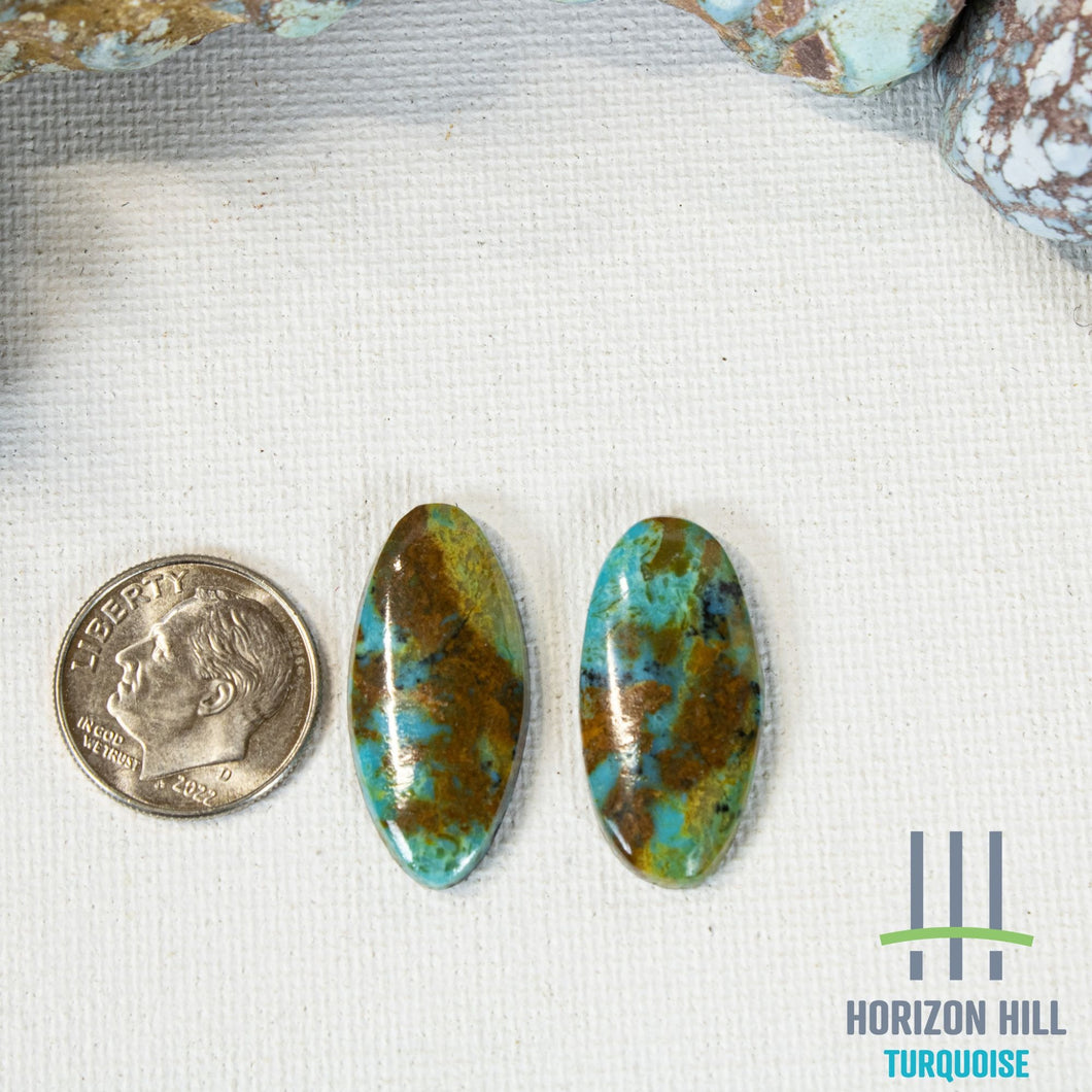 Persian Turquoise Cabochon Pair